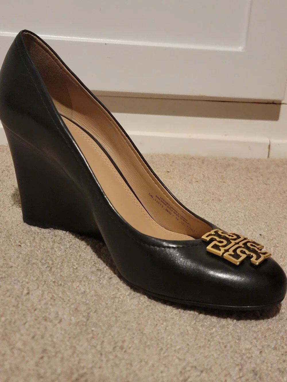 Tory Burch Melinda Wedge Pumps Heels Black Size 10